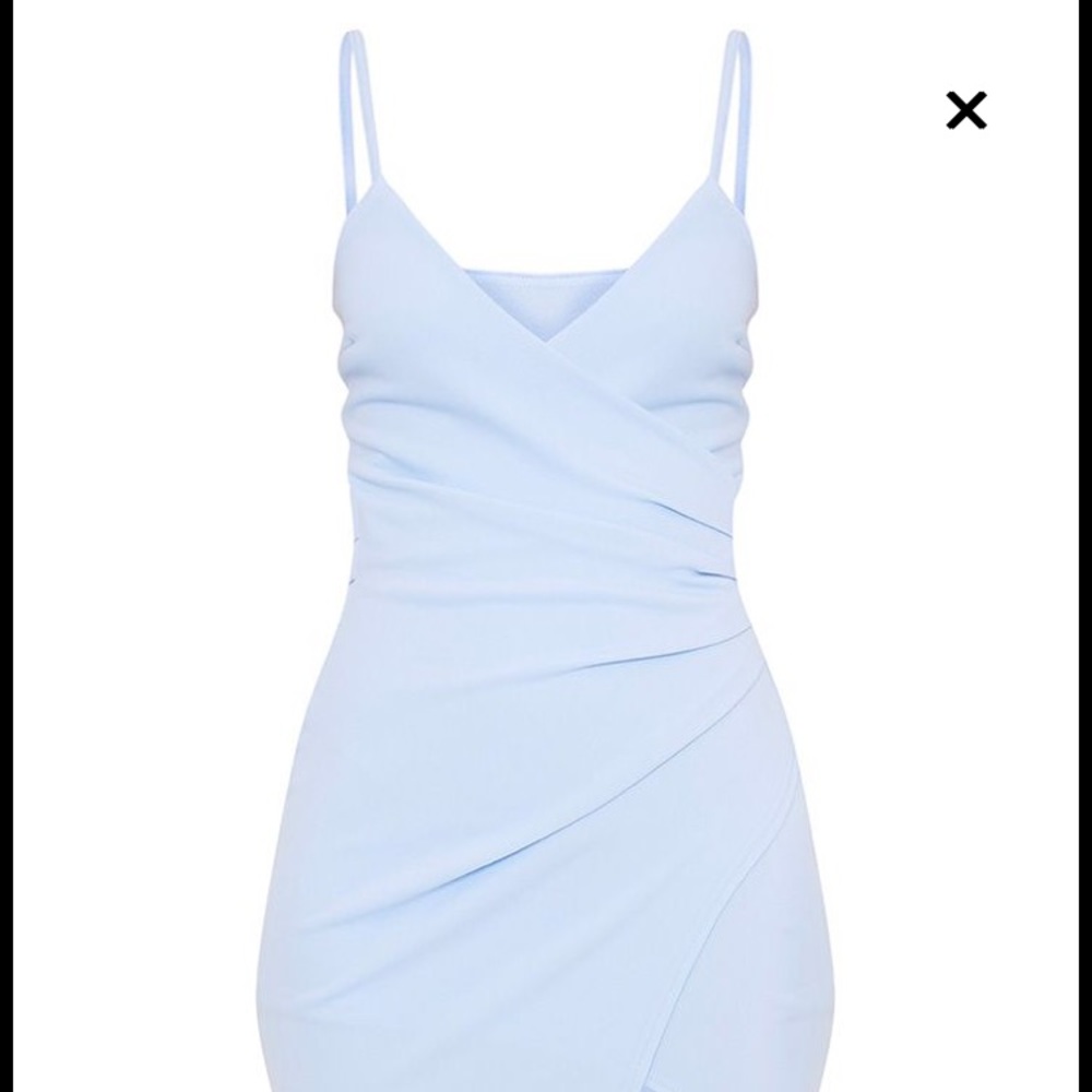NWT Pretty Little Thing Light Blue Wrap Dress